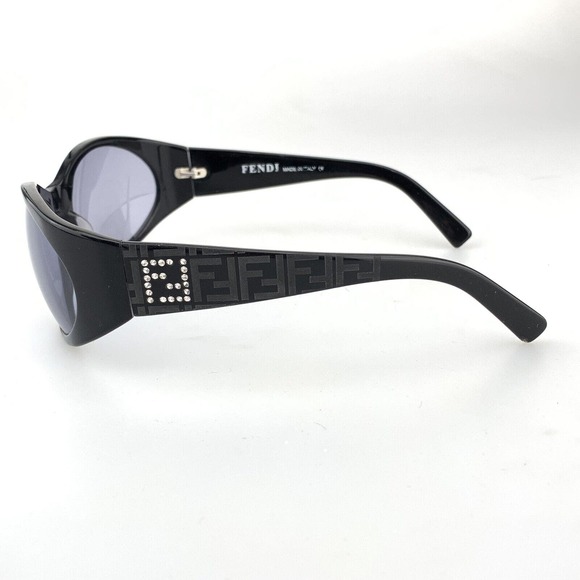 FENDI Sunglasses mod. 647 C3016 Black Oval Wrap Rhinestone Vintage Made in Italy main image 11